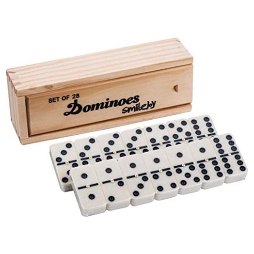Smilejoy Dominos Set Game with Wooden Case, Double 6 Domino, 28 Pieces