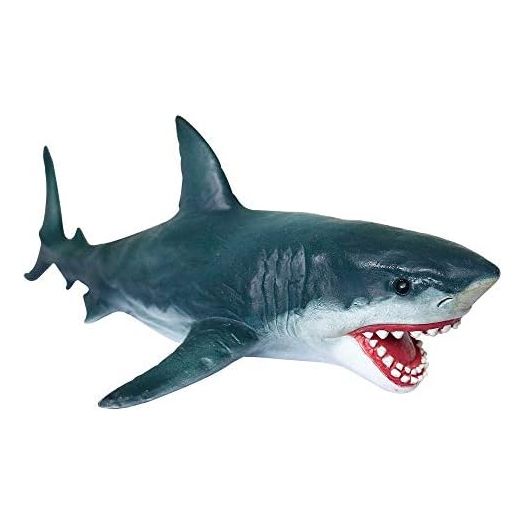 Gemini&Genius Sea Animal Great White Shark Action Figure Megalodon Shark Model Toy Soft Rubber Realistic Ocean Shark Educational and Role Play Toys for Kids and Collectors (Great White Shark)