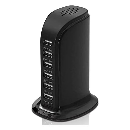 6-Port USB Wall Charger Desktop Charging Station Quick Charge 2.1,Compatible with Compatible for Phones,Tablets Smartphones and More(Black)