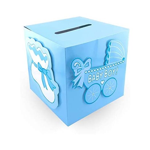 Tytroy Baby Shower Wishing Well Card Box Cute Decoration Rattle Pretty Keepsake Carriage (Blue)