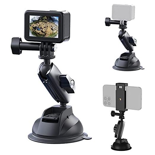 REYGEAK Aluminum Alloy Suction Cup Mount for Gopro, 360° Rotation Heavy Duty with 1/4 Thread for GoPro Hero, In-sta360, Osmo Action,Nikon, and Other Action Camera (Aluminum Alloy Suction Cup Mount)