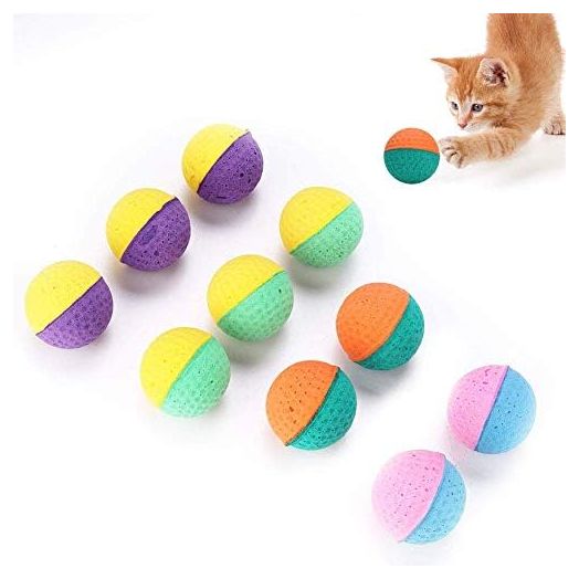 10pcs Cat Latex Balls Toys, Pet Kitten Colorful Foam Ball Scratching Play Toy Interactive Chaser Teaser Playthings Having Fun Exerciser for Cats Dogs Puppy Kitty Kitten Pets Novelty Gift