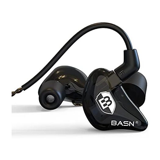 BASN Bsinger PRO in Ear Monitor Headphones for Musicians, Dynamic Driver Noise Isolating Earphones with 2 Detachable MMCX Cables (Black)
