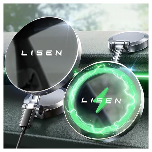 LISEN for Magsafe Car Mount Charger 15W, [360° Rotation] iPhone Wireless Car Charger Ultra Magnetic Car Phone Holder, for Dashboard Foldable Magsafe Phone Mount Fits iPhone 15 14 13 12 Pro Max Plus