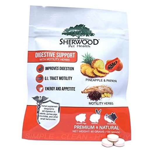 Digestive Support, Papaya by Sherwood Pet Health (100 Tablets - 60 Grams). Contains Natural Motility Herbs That Regulate The Digestive Tract, Improve The Gut microbiome and Stimulate The Appetite