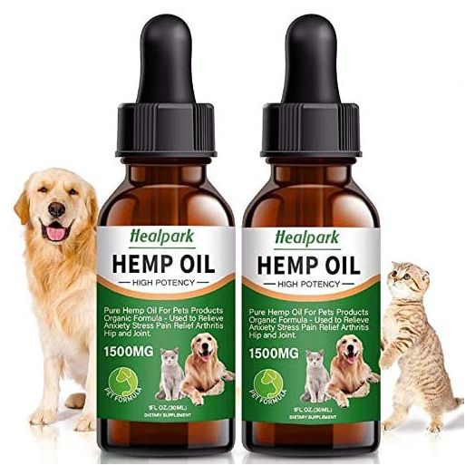 Hemp Oil for Dogs Cats - 2 Pack 1500mg - Separation Anxiety, Joint Pain, Stress Relief, Arthritis, Seizures, Calming Dog Treats - Organic Hemp Seed Oil Extract