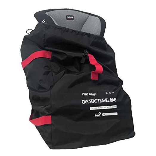 Car Seat Travel Bag Backpack for Air Travel - Karfast Universal Infant Carseat Gate Check Bag Cover for Airplane, Foldable with Pouch, Black