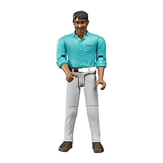 Bruder Toys - Bworld Realistic Medium Skin Tone Man with White Jeans Action Figure has Moveable Limbs and Can Grasp Objects - Ages 4+