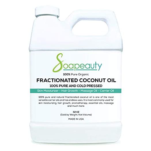 Soapeauty Cold Pressed FRACTIONATED COCONUT OIL ORGANIC | 100 % Natural Oil Available in Bulk | Fractionated coconut oil for Essential Oils, Face, Skin, Hair Moisturizer and Soap Making 2 LBS/32 OZ