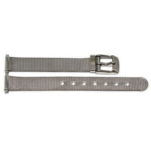 Stainless Steel 12-16MM Silver MESH Womens Buckle Watch Band Strap