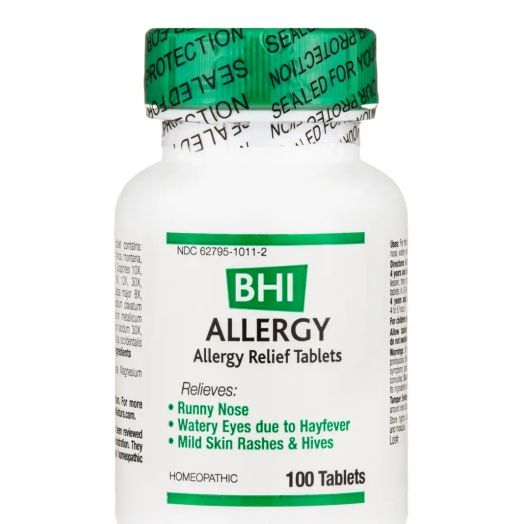 BHI Allergy Relief Natural, Safe Homeopathic Relief - 100 Tablets