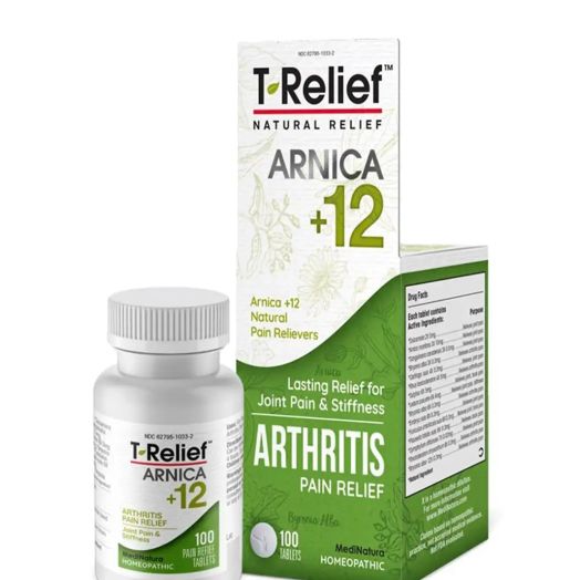 T-Relief Arthritis Arnica +12 Pain Relieving Natural Medicines Help Reduce Soreness, Stiffness, Aches & Pains in Joints Naturally - Gluten-Free - 100 Tablets