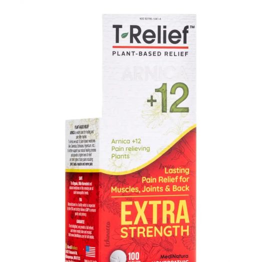 T-Relief Extra Strength Pain Relief Arnica +12 Fast-Acting Natural Relieving Actives Help Reduce Back Pain, Joint Soreness, Muscle Aches & Stiffness, Gluten-Free - 100 Tablets
