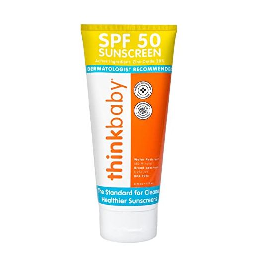 Thinkbaby SPF 50+ Baby Sunscreen – Safe, Natural Sunblock for Babies - Water Resistant Sun Cream – Broad Spectrum UVA/UVB Sun Protection – Vegan Mineral Sun Lotion, 6oz