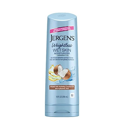 Jergens Wet Skin Body Lotion with Coconut Oil, In Shower Lotion for Dry Skin, Fast-Absorbing, Non-Sticky, Dermatologist Tested, 10 Ounce