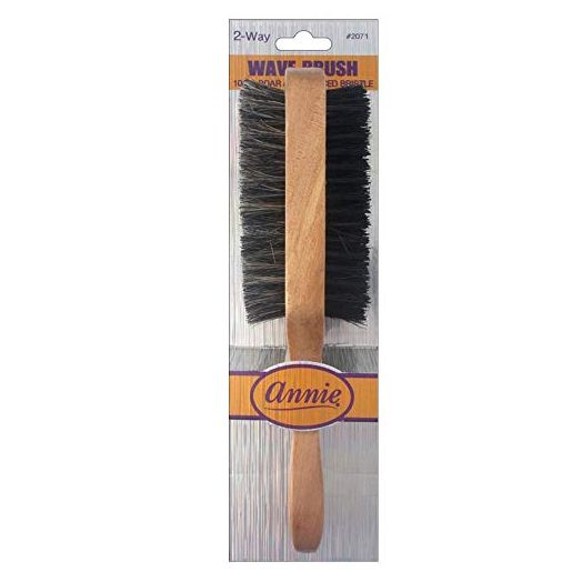 Annie- 2 Way Wooden Wave Brush #2071, 100% Boar, Sturdy and Thick for Any Hair