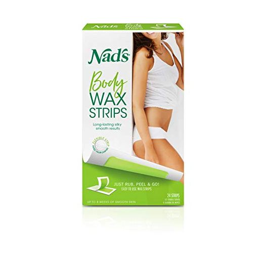 Nad's Body Wax Strips Hair Removal For Women At Home plus 4 Calming Oil Wipes, 24 Count