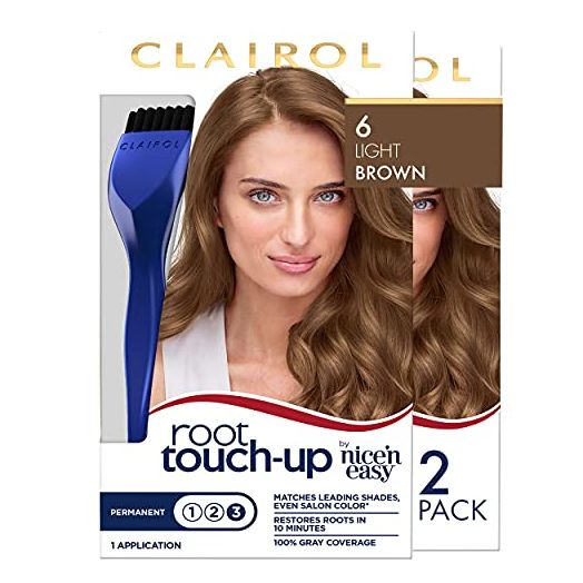 Clairol Root Touch-Up by Nice'n Easy Permanent Hair Dye, 6 Light Brown Hair Color (Pack of 2)