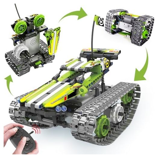 BIRANCO. Remote Control Tracked 3in1 Stunt Racer Building Kit - RC Car STEM Construction Toy, Gift Idea for Kids, Boys and Girls Ages 8-12 Year Old (353 Pcs)