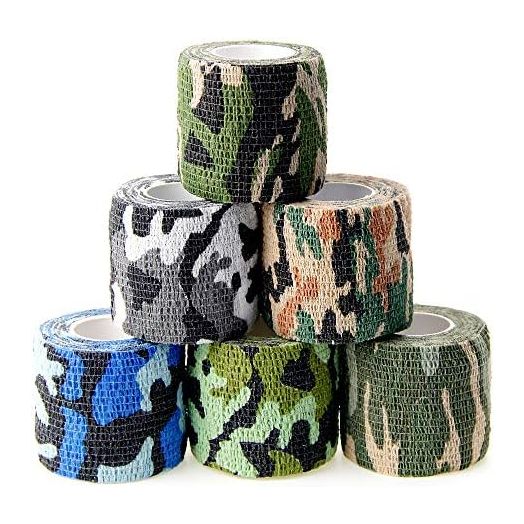 MUEUSS Pet First Aid Tape Waterproof Self Adherent Cohesive Bandage for Dogs Cats Horses Breathable Non-Woven Elastic Sport Camo Tape for Arm Knee Ankle Sprain (6 Rolls, 2" x 5 Yards)