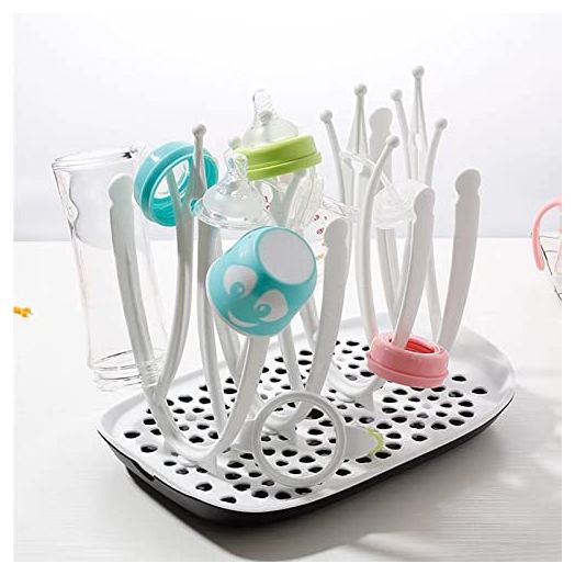 Baby Bottle Drying Rack with Tray, Detatchable Dish Dryer Rack Holder for Baby