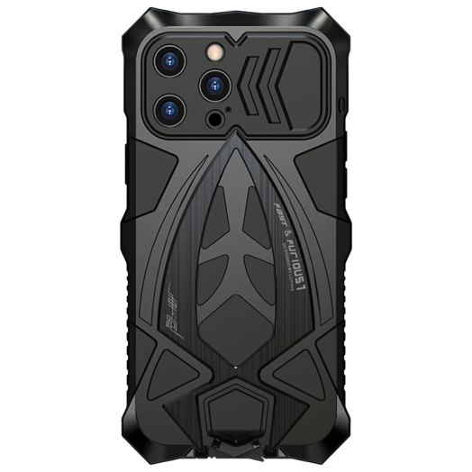 iPhone 13 Pro Max Case Metal Aluminium Bumper Cover Built-in Soft Rubber Shock Proof Military Grade Protective Cover -Black