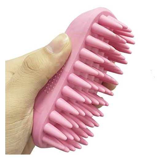 Pet Silicone Shampoo Brush for Long & Short Hair Medium Large Pets Dogs Cats, Anti-skid Rubber Dog Cat Pet Mouse Grooming Shower Bath Brush Massage Comb (Pink ( New ))