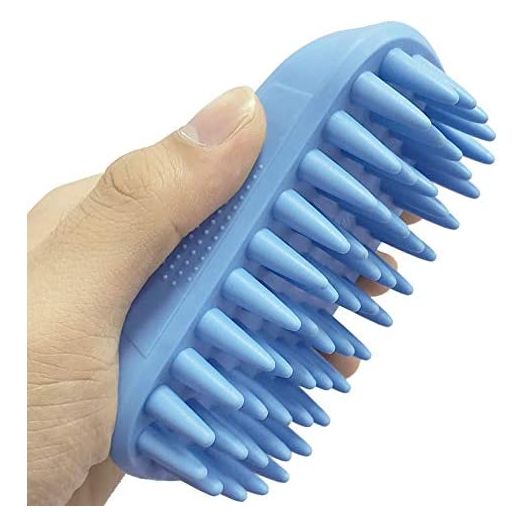 Pet Silicone Shampoo Brush for Long & Short Hair Medium Large Pets Dogs Cats, Anti-skid Rubber Dog Cat Pet Mouse Grooming Shower Bath Brush Massage Comb (Blue ( New ))