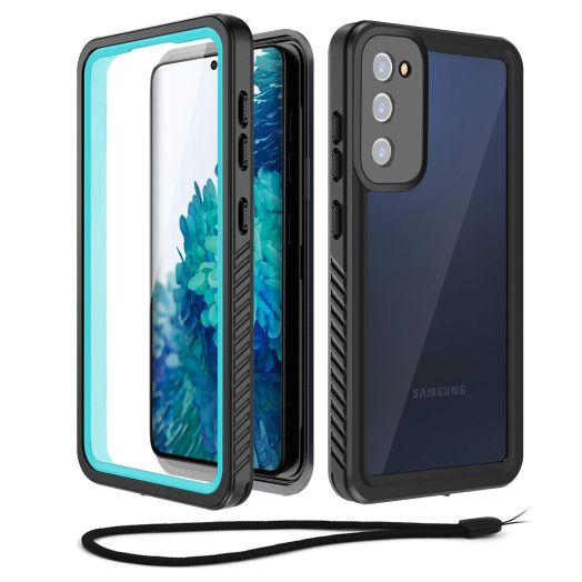 Beasyjoy Samsung Galaxy S20 Fe Case IP68 Waterproof Case with Built-in Screen Protector, Full Body Protective Shockproof Dustproof Military Tough Clear Cover for Galaxy S20 Fe 5G 6.5 Inch, Blue