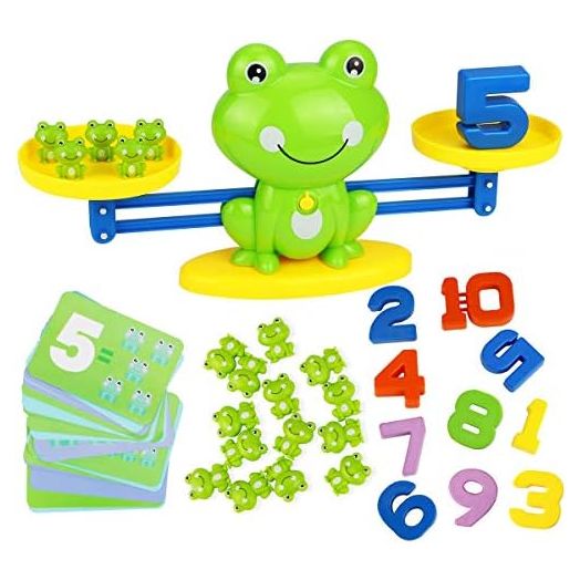 Aitbay Cool Math Game, Valentines for Preschoolers Frog Balance Counting Toys for Boys & Girls Educational Number Toy Fun Children's Gift STEM Learning Age 3+ (63 PCS)