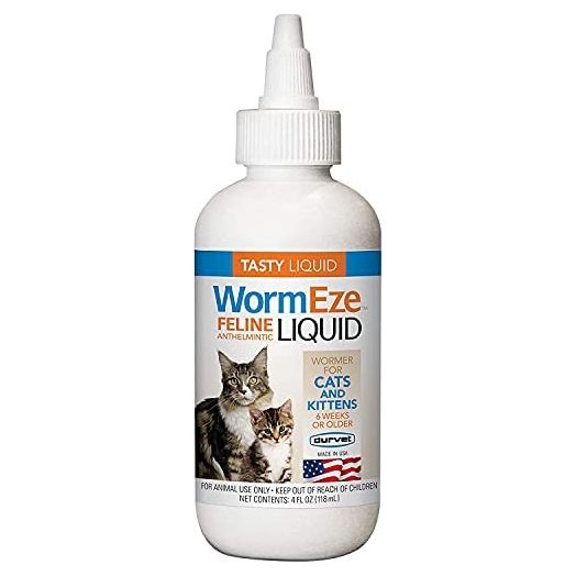 Durvet Wormeze Feline Liquid Wormer for Cats & Kittens 4oz.… (New - 4 Fl Oz (Pack of 1))