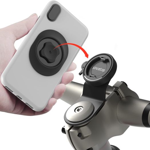 Bike Phone Mount,Mountain Bicycle Stem Cell Phone Holder,Universal Aluminum Handlebar Phone Clamp,MTB / Road E-Bike Cycling Mobile Phone Clip,Quick Release Attach/Detach-BlackSeries C-1st Gen