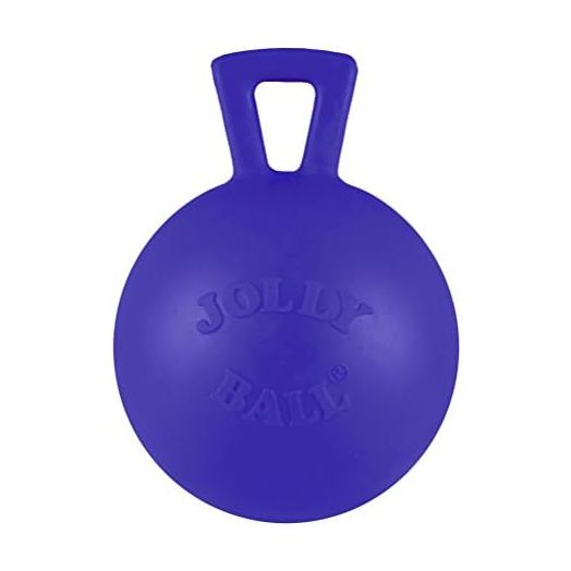 Jolly Pets Tug-n-Toss Heavy Duty Dog Toy Ball with Handle, 4 Inches/Petite, Blue (404 BL),Small Breeds
