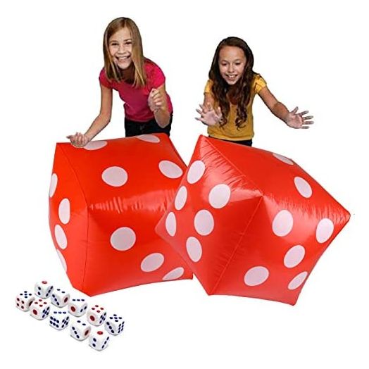 11.8" Jumbo Inflatable Dice, Outdoor Fun Giant Inflatable Dice Set and 12mm 10pcs Dice for Indoor (2 Pack)