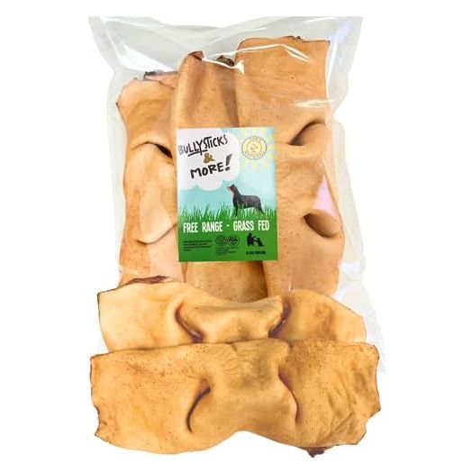 BULLYSTICKS & MORE 8-10 Inch Smoked Beef Cheek Snouts for Dogs (Extra Thick-3 Count) - Bully Snouts Beef Cheek Dog Chews - Beef Cheek Strips -No Hide Bones for Dogs