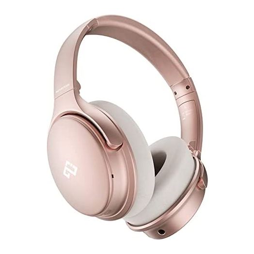 Rose Gold Active Noise Cancelling Headphones with Microphone,INFURTURE Wireless Over Ear Bluetooth Headphones, Deep Bass, Memory Foam Ear Cups, Quick Charge 40H Playtime, for TV, Travel, Home Office