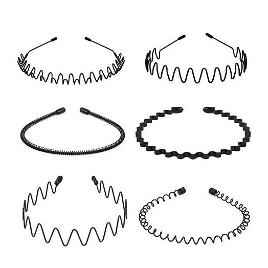 fenshine Metal Hair Bands, Spring Wavy Headband for Women Men (6PCS)