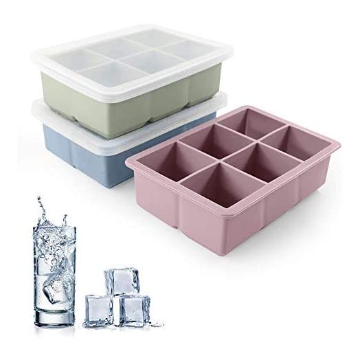 Excnorm Large Silicone Ice Cube Trays with Removable Lids (3 Pack)