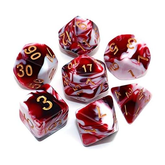 DND Dice Set Red Mix White Dice for Dungeon and Dragons D&D MTG 7-Die RPG Polyhedral Dice