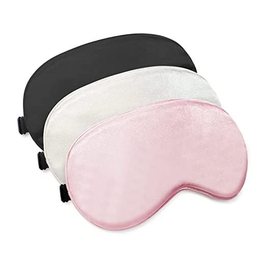 Sleep Mask, Super Soft Eye Masks with Adjustable Strap, Lightweight Comfortable Blindfold,Perfect Blocks Light for Men Women(1Black 1Gray 1Pink)