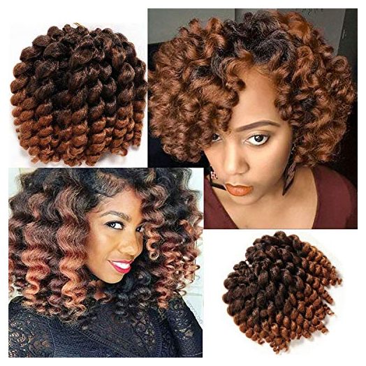 Jamaican Bounce Crochet Hair- Deal 8 Inch Jumpy Wand Curl Crochet Hair Curly Crochet Hair For Black (4 Pack)
