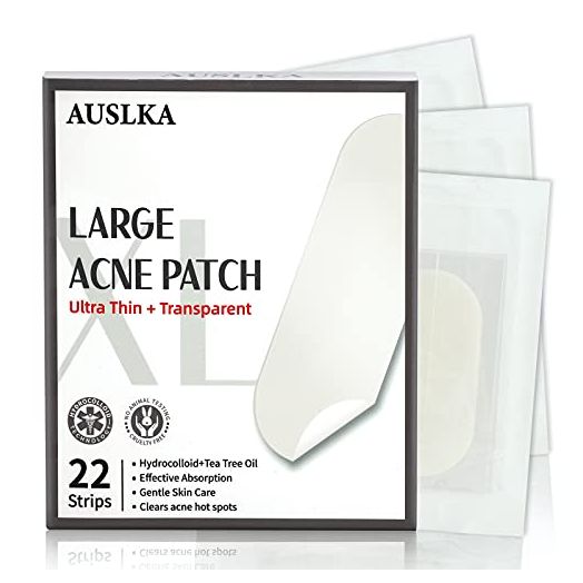AUSLKA Large Blemish Acne Pimple Patches (22 Strips), Hydrocolloid Spot Dots, Blemishes Patch, Pimple Stickers, XL-Ultra Thin, Long Size, Suitable for Larger-Area Outbreaks
