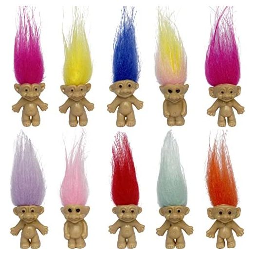 10PCS DIY Vintage Lucky Troll Doll Mini Action Figures Cake Toppers Dollhouse Dolls for Party Favors, Collections, Arts and Crafts