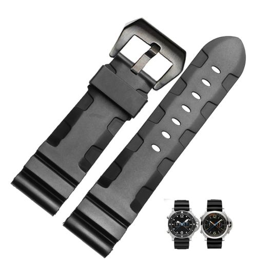 Nice Pies Men's Soft Silicone Watch Band Military Strong Rubber Replacement Watch Strap with Stainless Steel Wide Buckle Waterproof Sport Strap Black 24mm 26mm(Black Buckle 26mm)