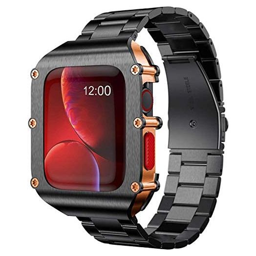 T-ENGINE Compatible with Apple Watch Series 3 42mm Case Screw Fixed, Stainless Steel Case with Band for men for 42mm Series 3 Series 2 Series 1