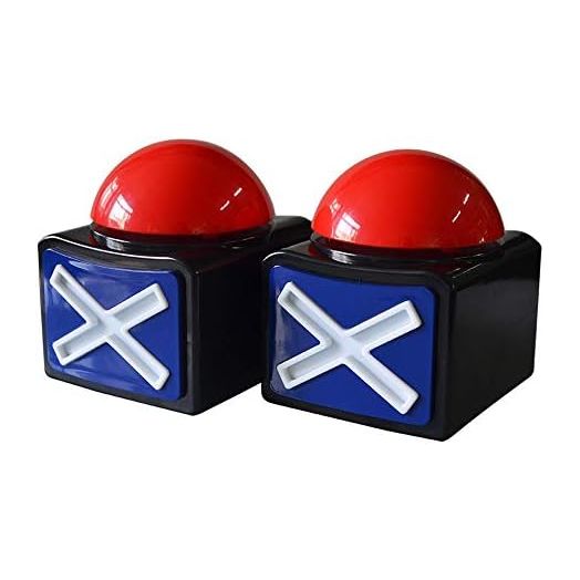 2Pcs Game Buzzer, Answer Buzzers for Game Show with Light & Alarm Sound Game Show Button Box Party Contest Prop Toy, Trivia Quiz Got Talent Buzzer for Family Feud Game