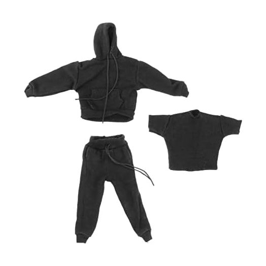 Yiju 3X 1:12 Man's Sweatshirt Outfit,1/12 Scale Figure Doll Clothes,Pants+Hoody Outfit Costume for 6 inch Action Figure Clothes Toy