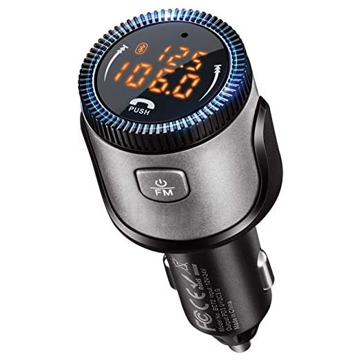 Bluetooth 5.1 FM Transmitter for Car, Wireless Bluetooth Car Adapter with 36W QC 3.0 + PD 3.0 USB C Fast Charger, Car Radio Transmitter, Support Hands-Free Phone Call Siri Voice Assistant