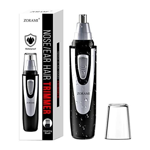 Ear and Nose Hair Trimmer Clipper - 2022 Professional Painless Eyebrow & Facial Hair Trimmer for Men Women, Battery-Operated Trimmer with IPX7 Waterproof, Dual Edge Blades for Easy Cleansing Black