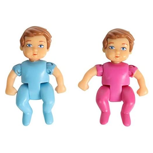 Beverly Hills Sweet Li'l Family Dollhouse People Action Figures Set of Baby Twins, Boy and Girl